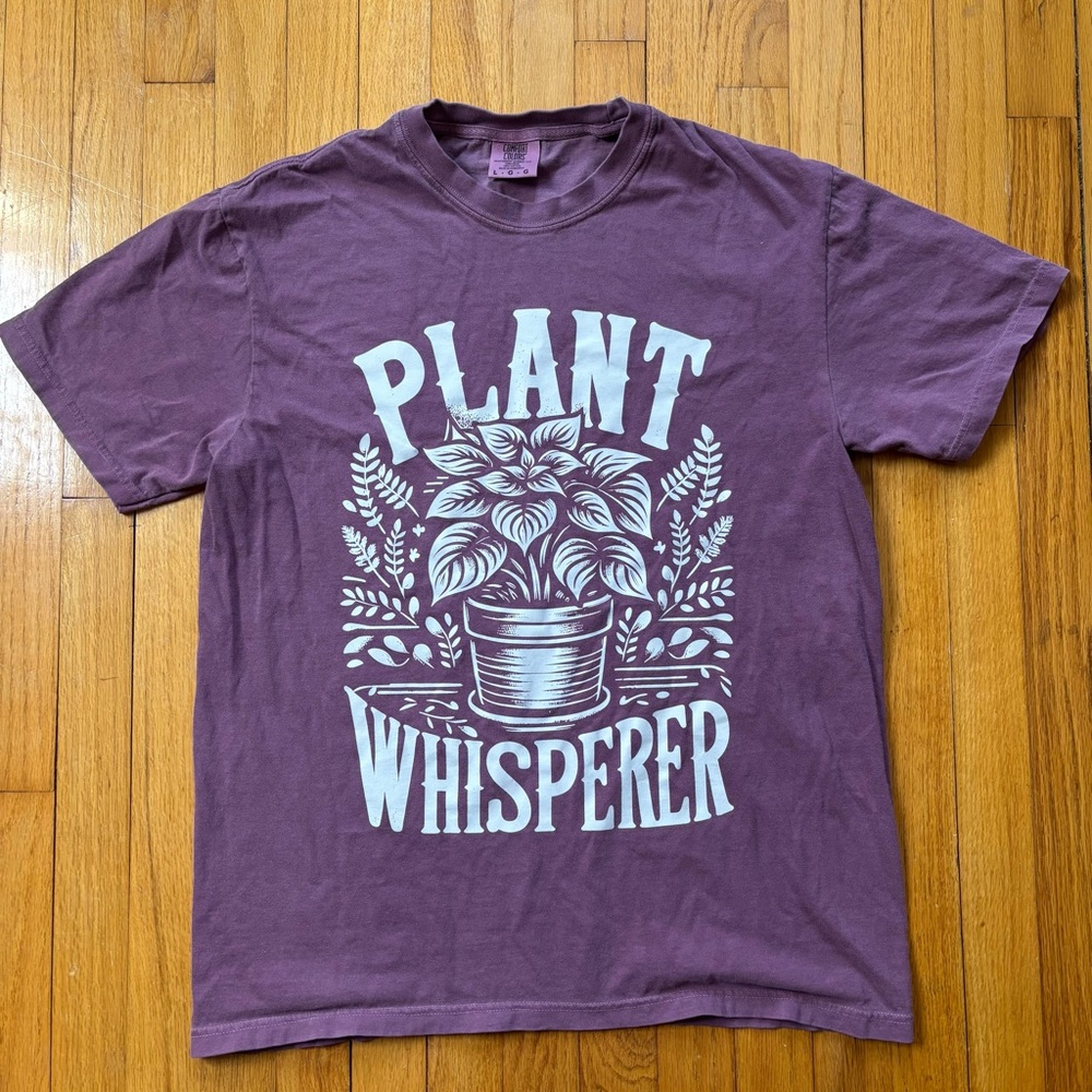 Plant Whisperer Graphic Tee Women’s Purple Large Comfort Colors Heavyweight